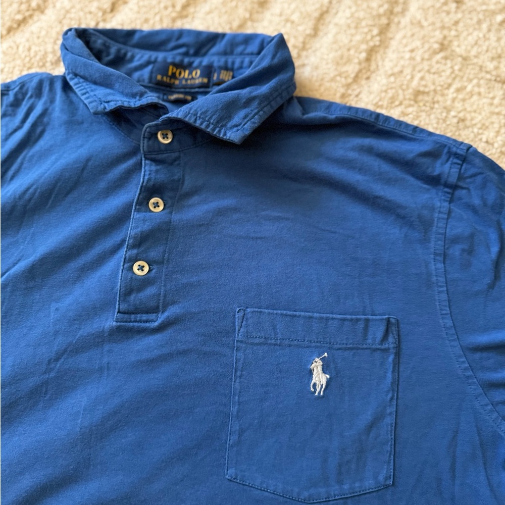 Polo Ralph Lauren Men’s Blue Pocket Polo – Large – Classic Fit – Super Soft